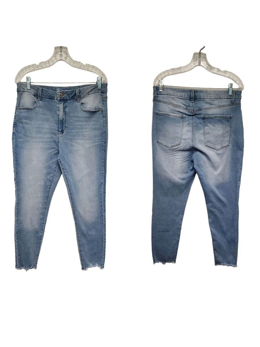 No Boundaries Skinny Blue Denim Raw Hem Jeans Size 17